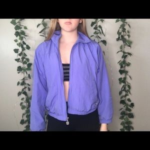 Purple zip up jacket, Kaelin